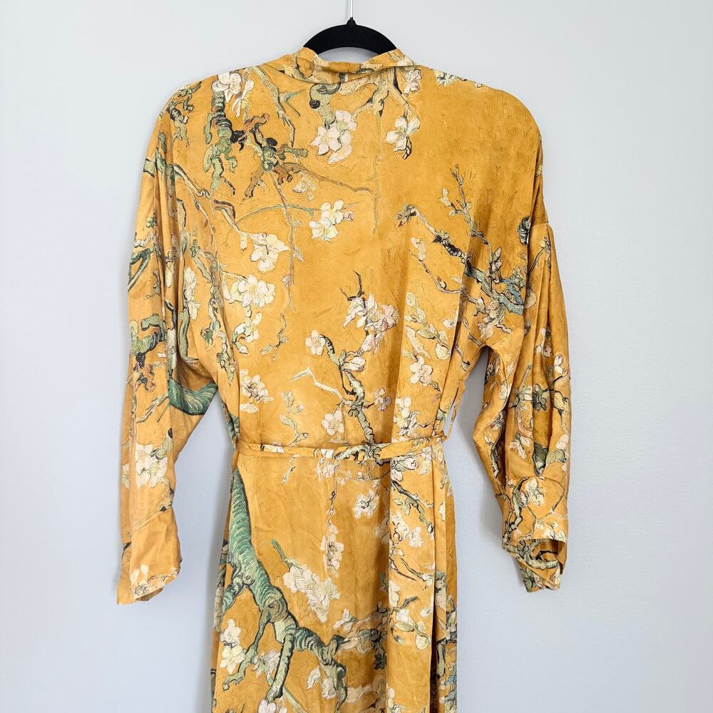 Nomads Silk Floral Duster Robe / Maxi Cover-Up – Mustard Gold – One Size - Picture 5 of 5